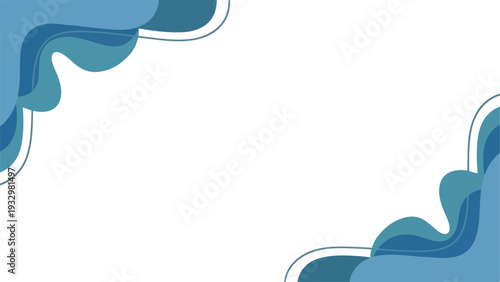 Illustration of blue abstract shapes on a white background with a modern design aesthetic.