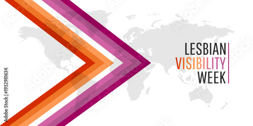 Lesbian Visibility Week with pride flag on world map background. Vector illustration