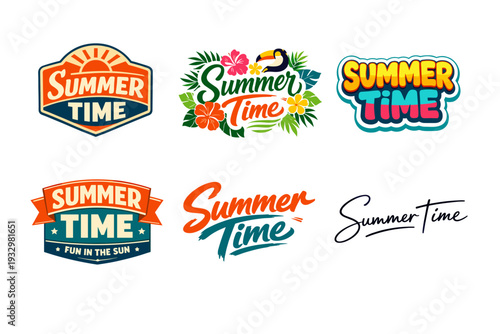 Vibrant summer time logos with tropical and vintage designs