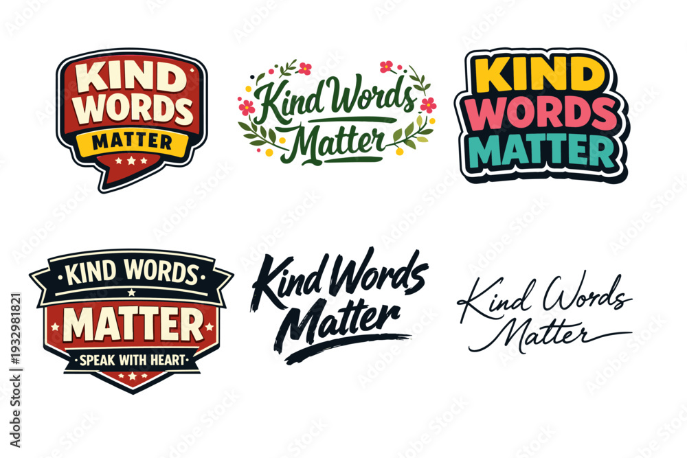 Fototapeta premium Kind words matter: creative typography designs with floral and bold elements