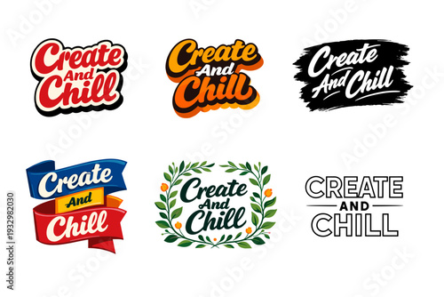 Create and chill logo variations: artistic typography and vibrant designs