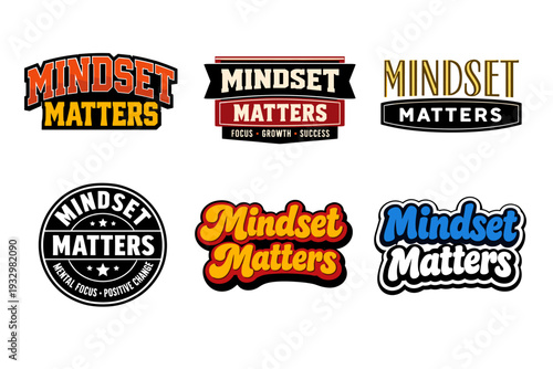 Mindset matters logos with diverse typography and color styles