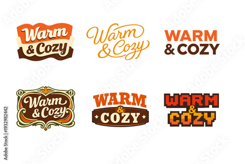 Warm and cozy logo collection: vintage, retro, modern designs in various styles