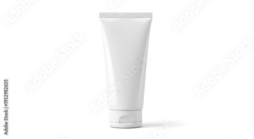 Tube of white cream on white background with white tube of cream.