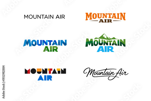 Mountain air logo designs in various styles and fonts