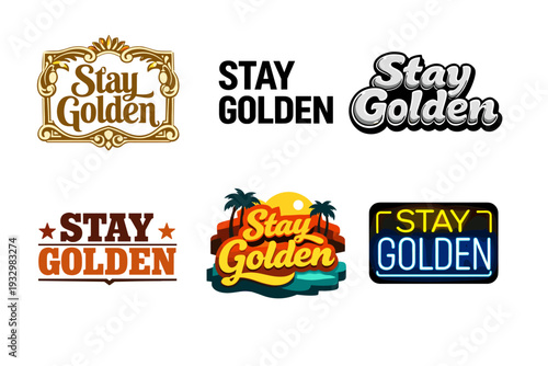 Stay golden logos: vintage and modern typography collection