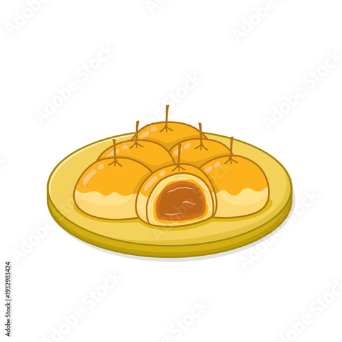 Traditional Nastar Pineapple Tarts with Clove and Jam Vector Illustration