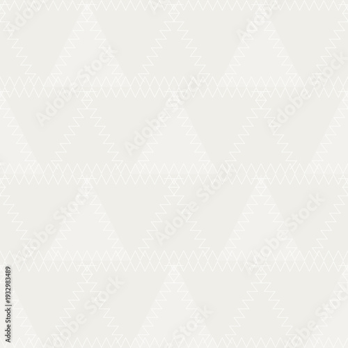 Patchwork seamless pattern. Triangular flaps. Vector. Background textile. Neutral triangular patches stitched with white thread. Cloud dancer - 2026 colour of the year. Quilt Design. 

