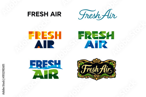 Creative typography variations of fresh air in different styles