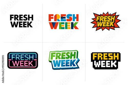 Fresh week logos in various bold and colorful designs