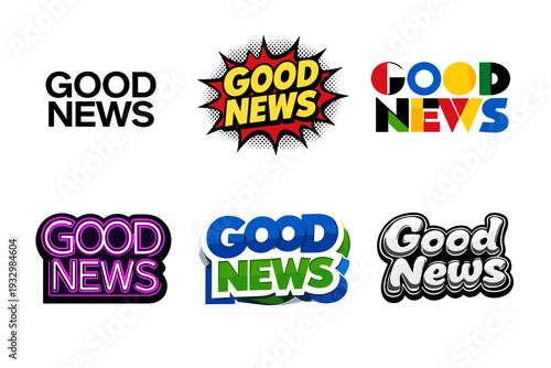 Creative good news typography designs in various styles and colors