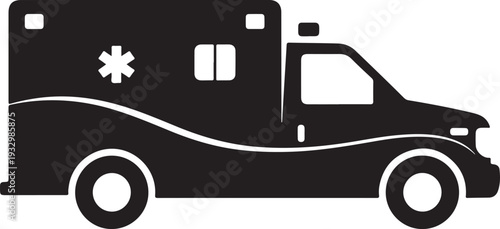 Ambulance vehicle with medical star symbol on the side