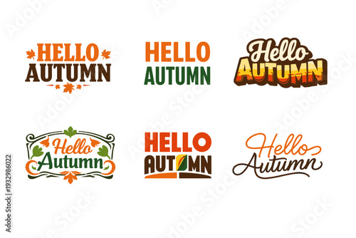 Colorful autumn greeting designs with various styles and leaf accents