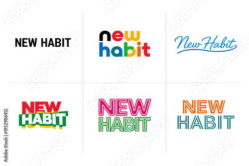 Colorful new habit logo designs in diverse typography styles