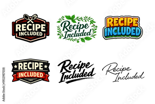 Recipe included badges collection in various artistic styles