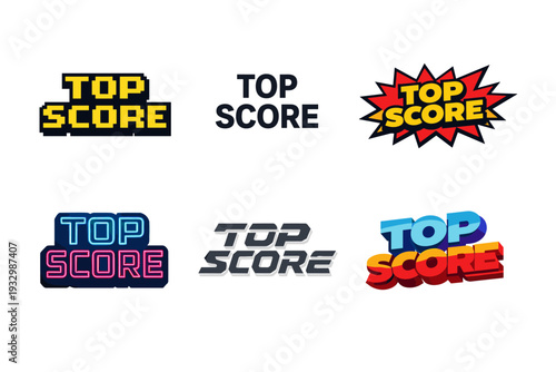 Collection of six vibrant top score designs in various styles
