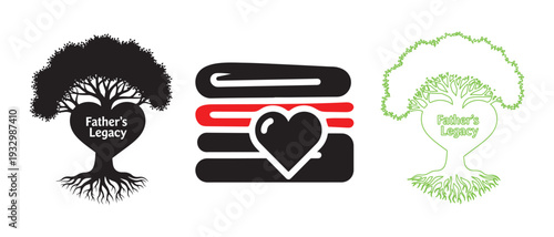 Father legacy concept with tree roots and heart shaped family growth symbols