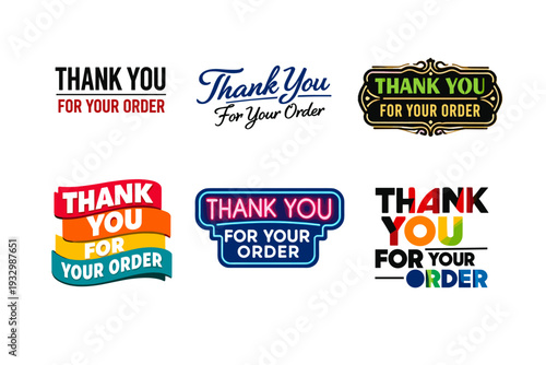 Colorful thank you for your order designs in various styles
