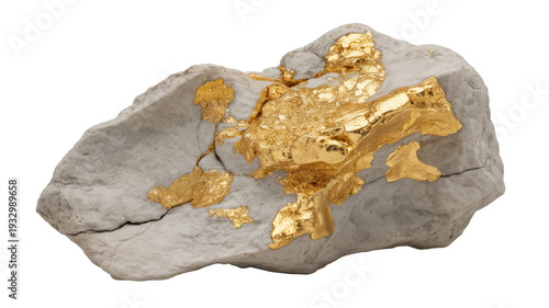 Gold Ore with Gold Veins gold nugget rock with gold isolated on a transparent background