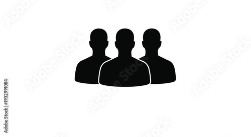 A simple graphic displays three anonymous human heads in black creating a minimalist and impactful silhouette high quality professional