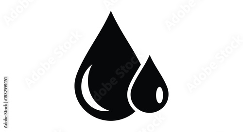 A striking depiction of two water droplets in a minimalist style presenting a bold black silhouette high quality professional