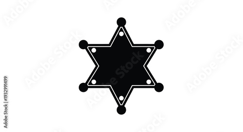 A stark black star sheriff badge graphic against a white background exhibiting a bold and iconic silhouette high quality