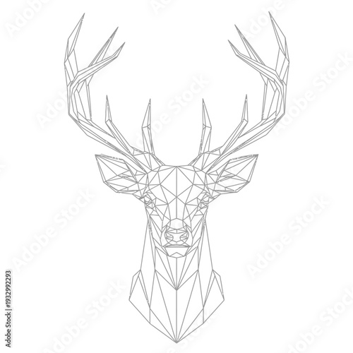 Geometric deer head outline in polygonal low poly art style