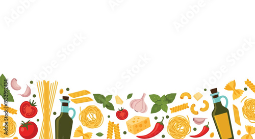 Mediterranean Ingredients Border Illustration