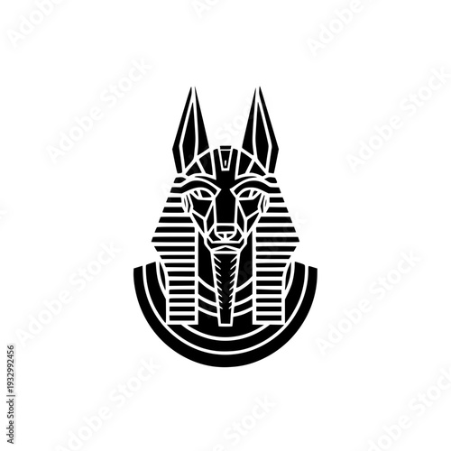 Anubis head in ancient Egyptian style with striped pattern