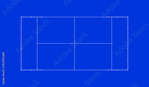 Blue Padel Tennis Court Floor Plan and Marking Scheme.