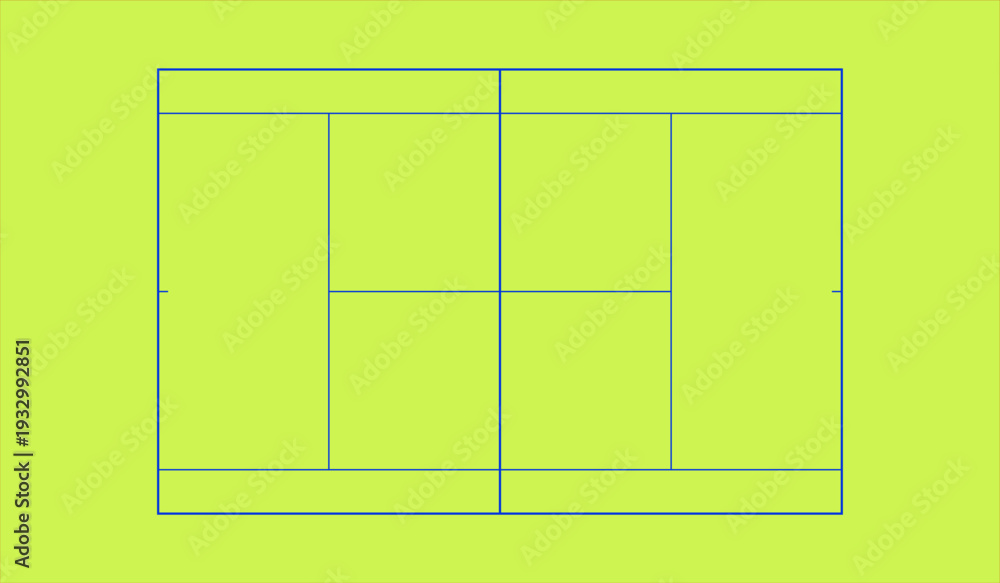 Naklejka premium Vibrant Green Tennis Court Surface Layout with Blue Marking.