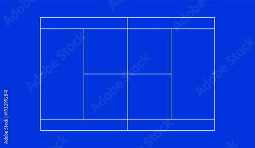 Tennis Court Marking and Dimensions on Dark Blue Background.