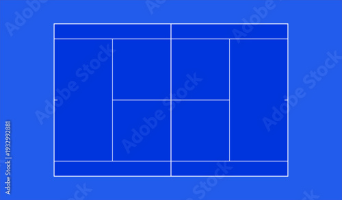 Blue Tennis Court Marking Scheme Top View Illustration.