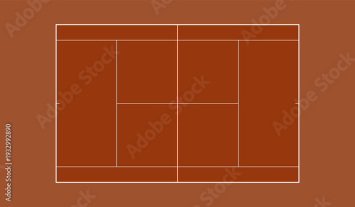 Tennis Court Schematic Top View on Terracotta Background.