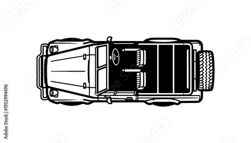 Top down view of a convertible car's interior and exterior design