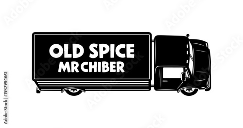 Vintage style truck with Old Spice Mr. Clean logo on side