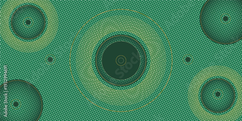 PrintStylish green background featuring gold circles and abstract details perfect for luxury designs invitations posters and elegant presentations