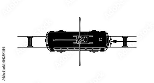 Modern train carriage on railway tracks with sleek design
