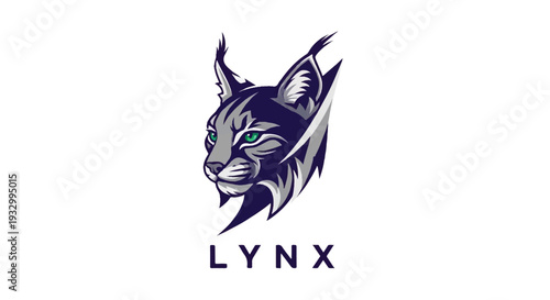 Lynx logo on white background. Stylized lynx head logo graphic design. Lynx logo design.

