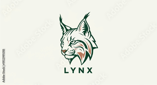 Lynx logo on white background. Stylized lynx head logo graphic design. Lynx logo design.