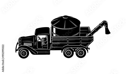 Industrial truck with large cylindrical container on back