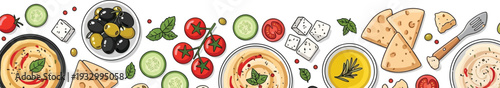 Healthy Mezze Platter Illustration
