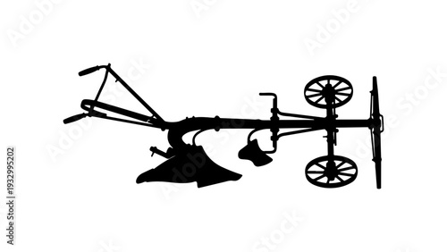 Vintage farm plow equipment for agriculture and farming