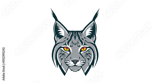 Lynx logo on white background. Stylized lynx head logo graphic design. Lynx logo design.
