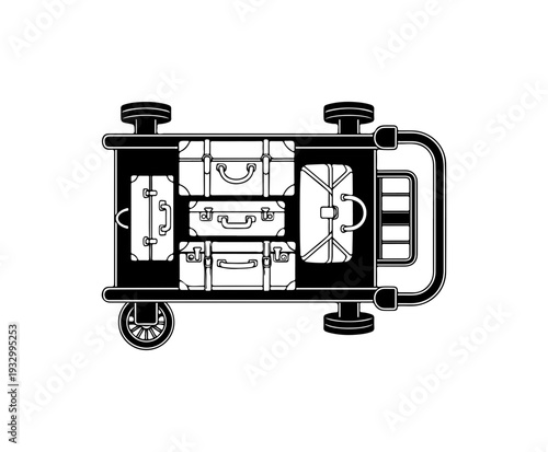 Vector illustration of a black luggage cart
