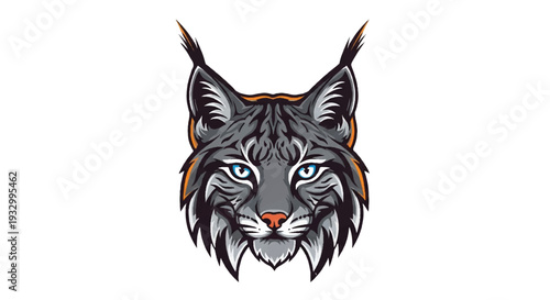 Lynx logo on white background. Stylized lynx head logo graphic design. Lynx logo design.
