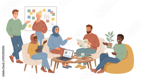 Diverse People Working Together – Inclusive Teamwork Lifestyle Vector