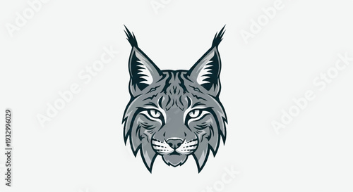 Lynx logo on white background. Stylized lynx head logo graphic design. Lynx logo design.

