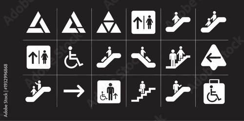 Collection of accessibility and directional signs