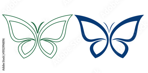 Butterfly designs in green and blue